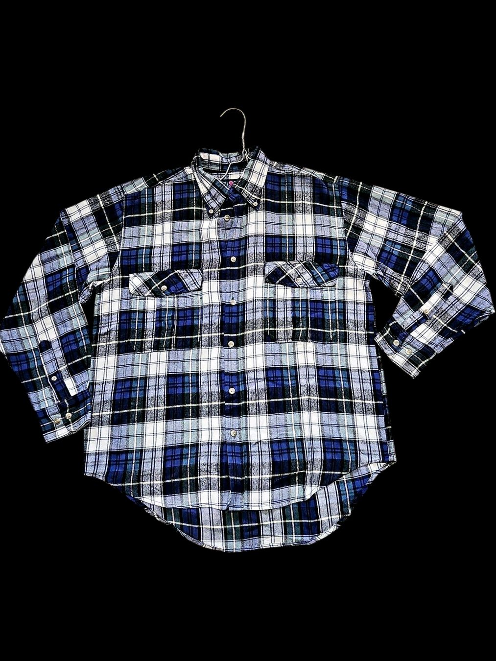 Camicie: Stall & Dean Kariertes Button-Down Flanellhemd - Blau-Weißes – Usato da Zug venduto da vinokilo 1