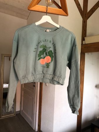 MONKI Sweat-shirt court tendance, imprimé pêche, taille S