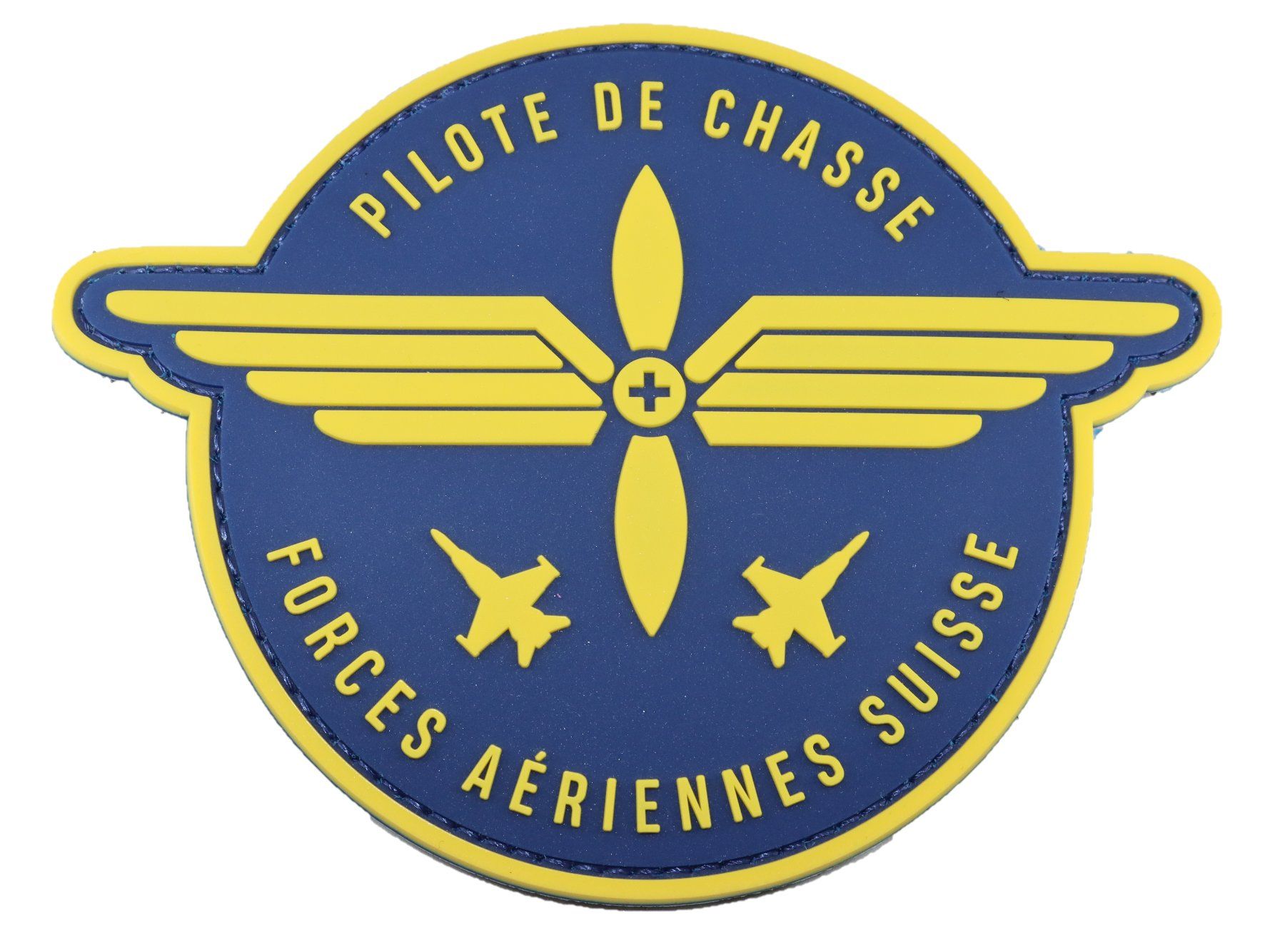 Schweizer Armee Placchette & Badge: Schweizer Luftwaffe Patch "Pilote de Chasse" F/A-18 Klett – Nuovo e nell'imballaggio originale da Emmenbrücke venduto da F.ingl-1947
