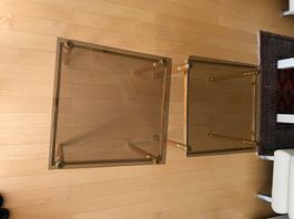 Beistelltische Glas Messing 2er Set guter Zustand