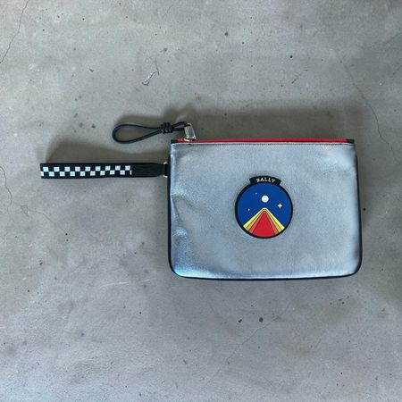 Bally Silver Pouch Bag With Wrist Strap - Great Deal!