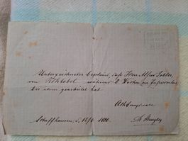 Arbeitszeugnis aus dem Jahr 1886