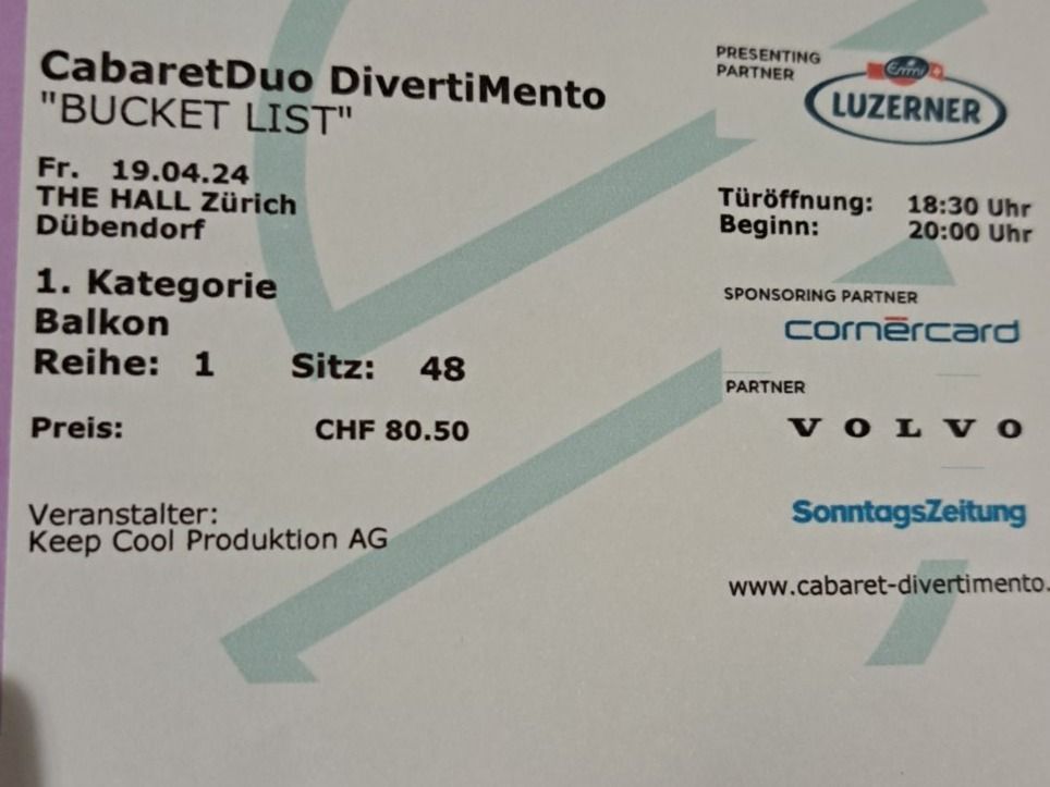 2stk. Divertimento Ticket 19.04.2024 Kaufen auf Ricardo