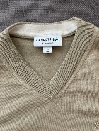 Lacoste V-Neck Sweater Classic Fit Beige Size L