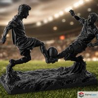 Soccer Duel Sculpture - Abstract Football Players - 3D Print