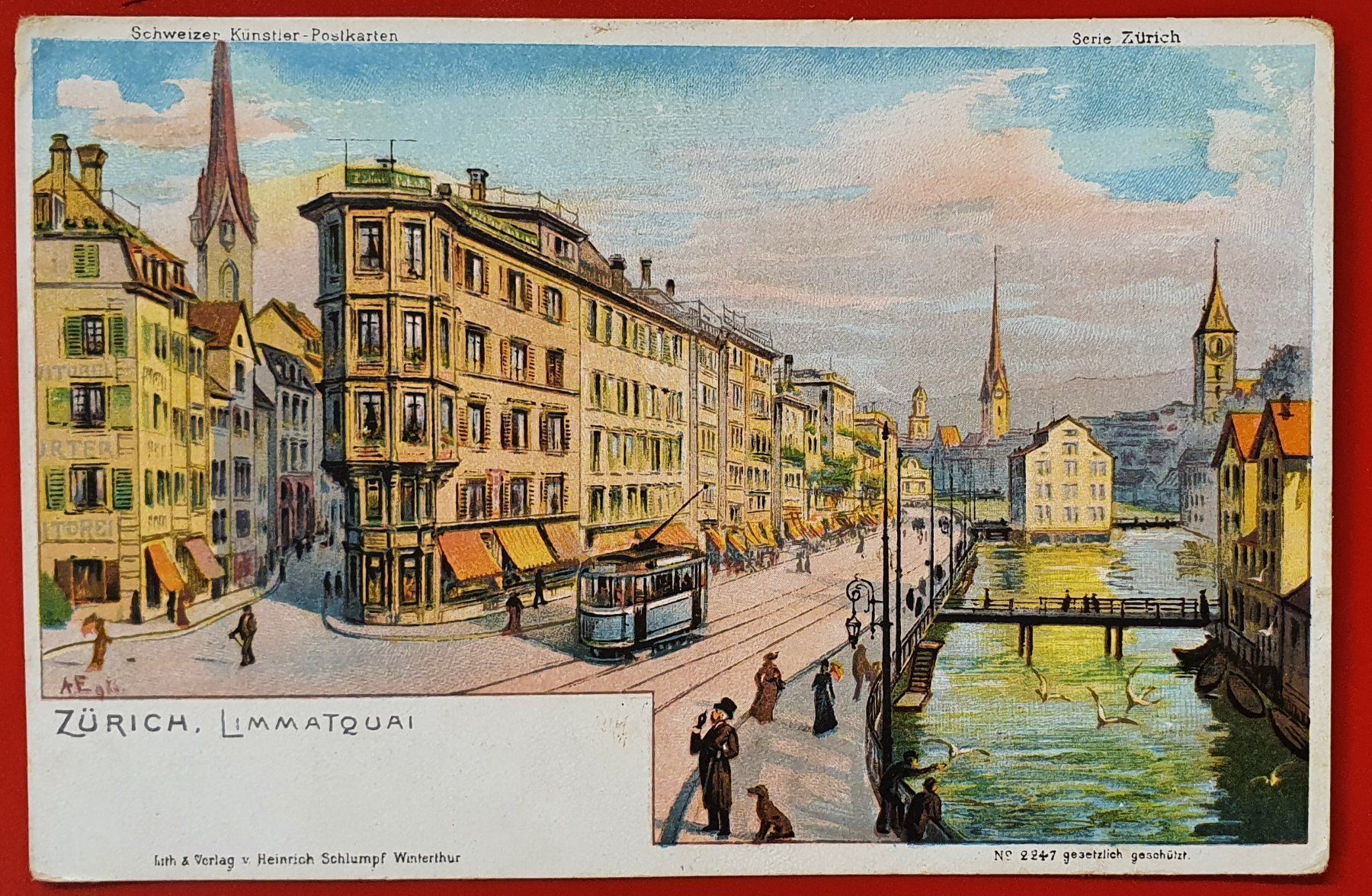 Ansichtskarten: Zürich Limmatquai Schlumpf Litho – Gebraucht aus Kreuzlingen von Rschweiz1