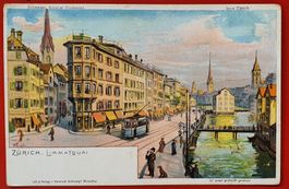 Zürich Limmatquai Schlumpf Litho
