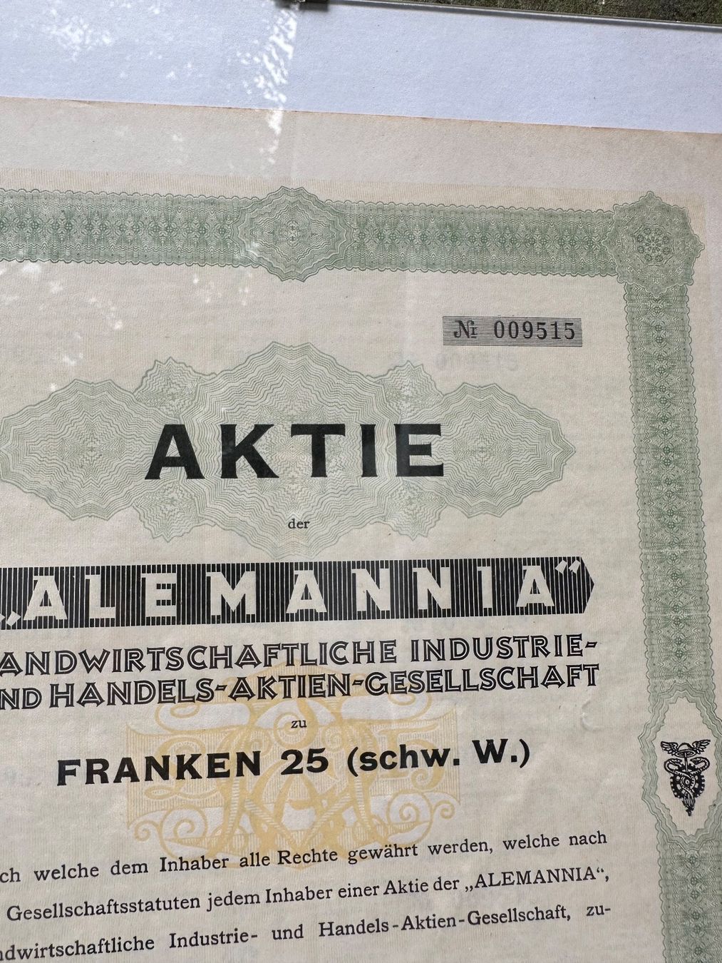 Documenti: Alemannia Aktie – Usato da Villmergen venduto da Bezdupe 1