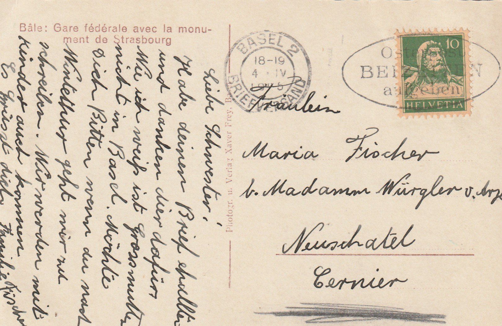 Cartoline postali: Seltene Ansichtskarte Basel Bundesbahnhof Strassburgerden... – Usato da Rupperswil venduto da Ema10 1