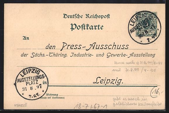 Entiers postaux: Litho Leipzig, Sächsisch Thüringische  – D'occasion à Berlin par bartko-reher 1