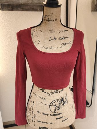 Langarm Crop Top von Shein in Rot Grösse XS 34 neuwertig