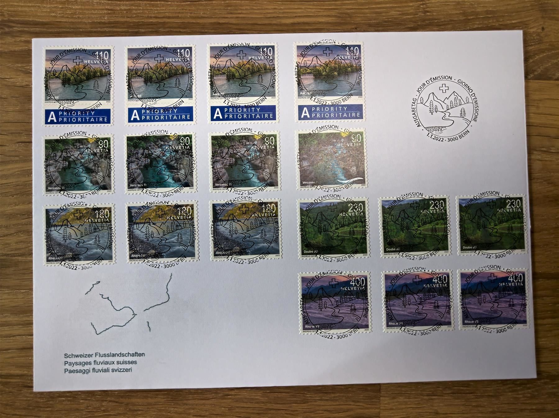 Tous les timbres: Combo FDC Schweizer Flusslandschaften – D'occasion à Rickenbach SO par Bytebull