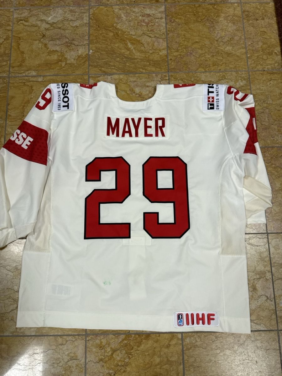 Schweizer Nati Canottiere & Pantaloni: Schweizer Nati Match Worn Robert Mayer  – Usato da Chur venduto da EHC7000