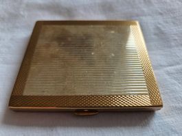 Puderdose Goldfarben mit Spiegel Vintage