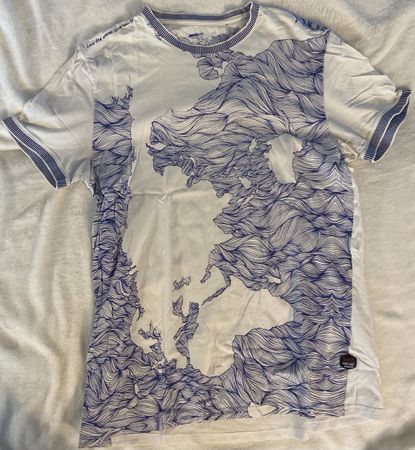 T-Shirt Desigual weiss blau gemustert, Grösse XXL