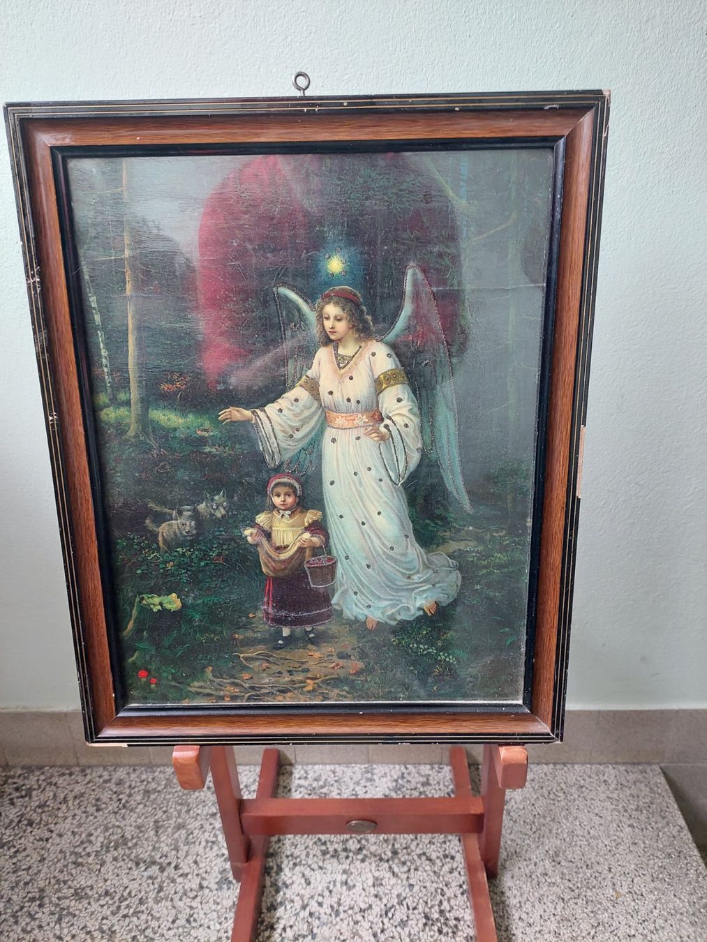 Grafiken & Lithographien: Antikes Bild Schutzengel mit Kind, gerahmt – Gebraucht aus Wabern von nic_22p9