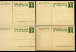 Lot 4 Ganzsachen-Postkarten 71/2 auf 5 Rp ungebr. (15317)