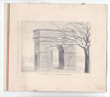 Vintage Dessin Miniature Arc de Triomphe Lalo Ed Luxe Paris