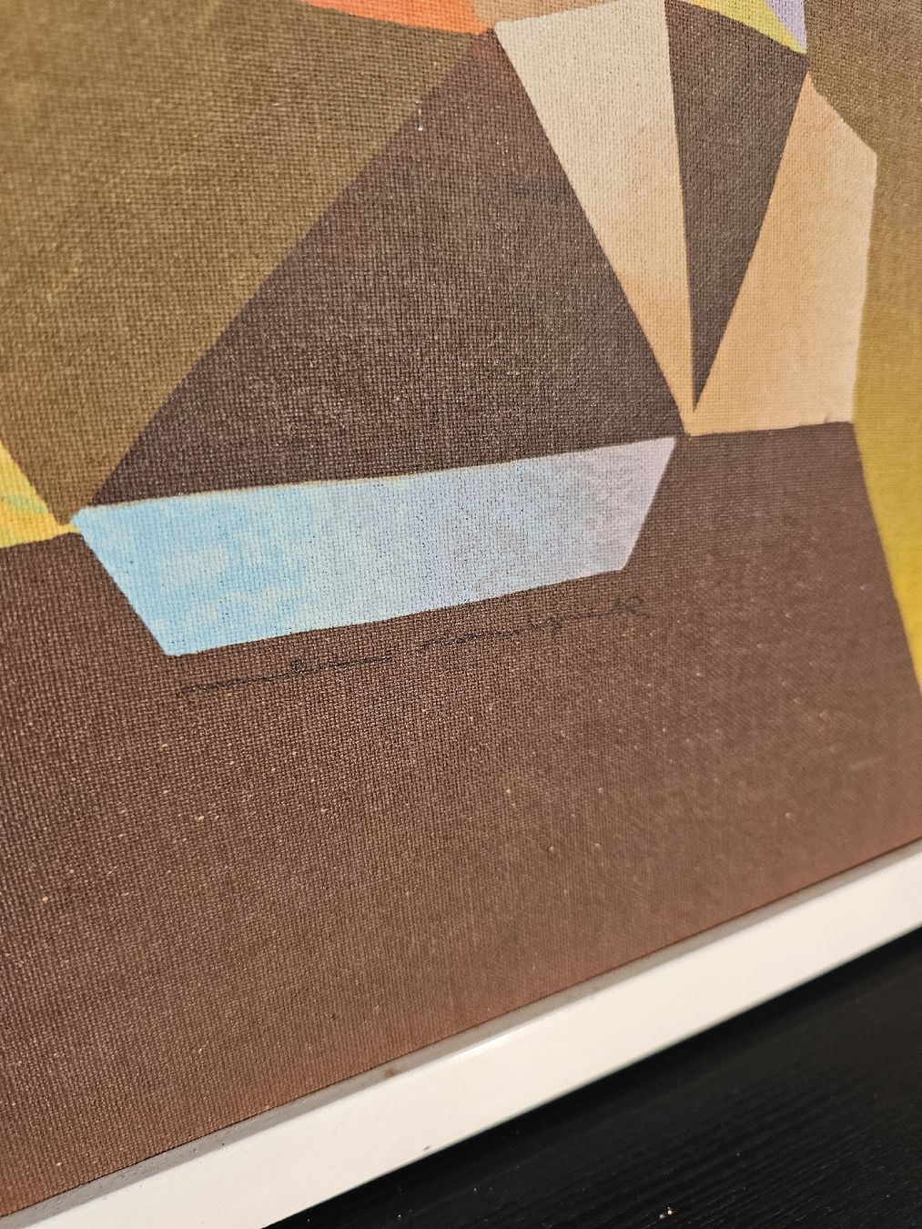 Grafica & Litografie: Abstraktes Gemälde mit geometrischen Formen, gerahmt – Usato da Meisterschwanden venduto da Luluku 1