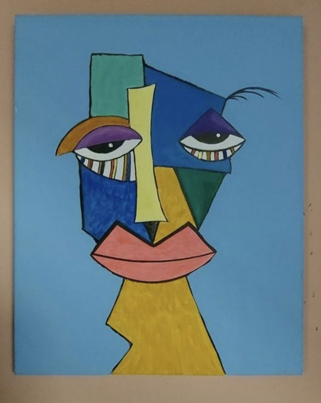 Gemälde: Abstraktes Gesicht Bild handmade 40×50 – Neu (gemäss Beschreibung) aus Riehen von Steinbock1970 1