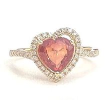 Ring mit 1 Orangen Herz-Saphir 1.45ct. und Diamanten, 2.100
