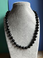 Schwarze Onyx-Steinkette geschliffen Charleston (50cm)