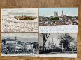 7 Cartes anciennes du vieux Lausanne, cathédrale, circulées