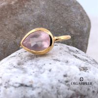 Feiner Silber Ring 925 mit Rosenuarz Grösse 52