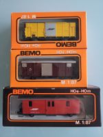 H0m  Bemo  RhB  3 Stk. Güterwagen NEU !