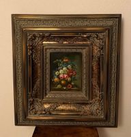 Gemälde Blumenstillleben mit ornatem Rahmen 65x70cm