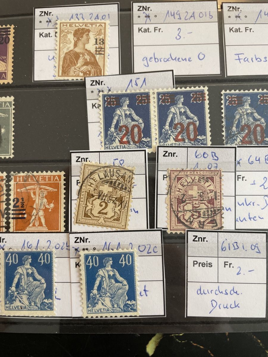 Tutti i francobolli: Abart 22 Briefmarke Top Lot – Usato da Muri AG venduto da Briefmarke-Schweiz 2