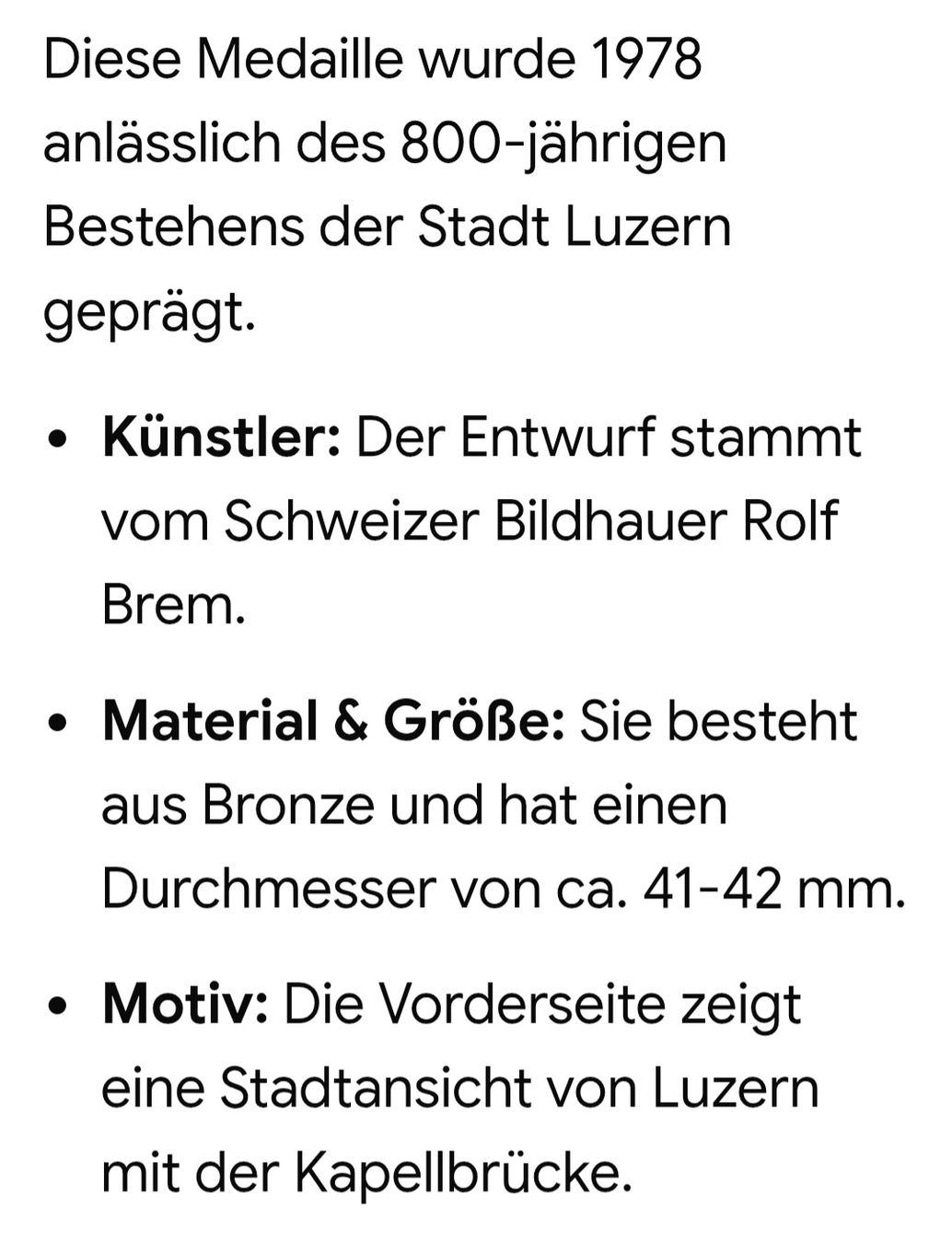 Medaillen: Medaille R. Brem  Luzern 1978 – Gebraucht aus Stans von Ducati16 3