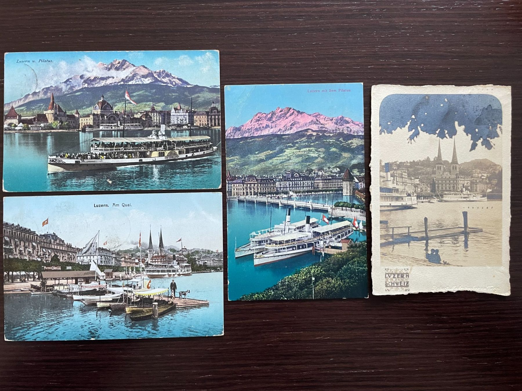 Cartoline postali: LUZERN Ansichten mit Dampfschiff, 4 Ansichtskarten – Usato da Wald ZH venduto da TLILEF