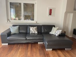 Ledersofa mit Chaise Longue von Arketipo