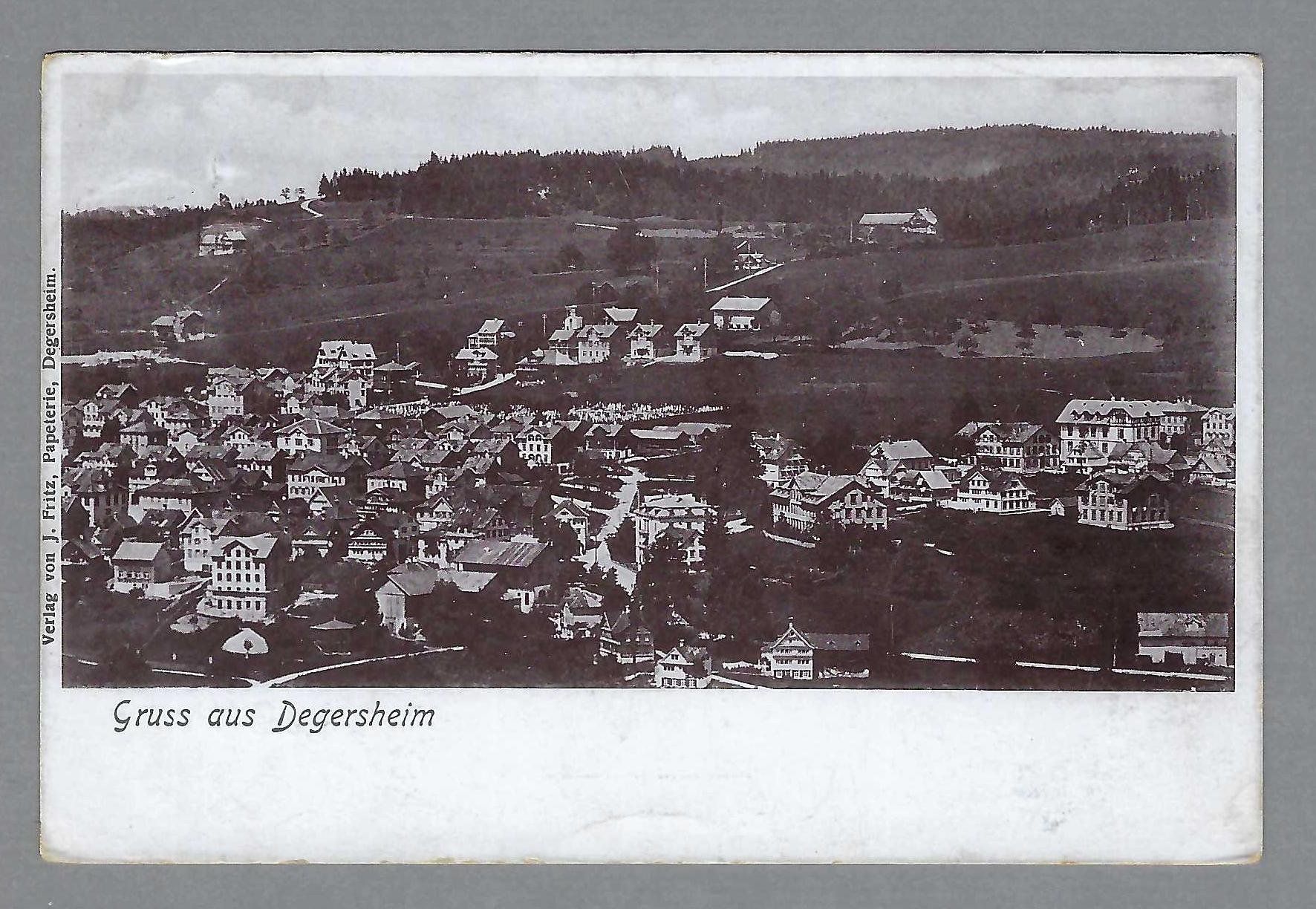 Cartoline postali: 1908, DEGERSHEIM, GRUSS AUS – Usato da Pura venduto da ulisse1957