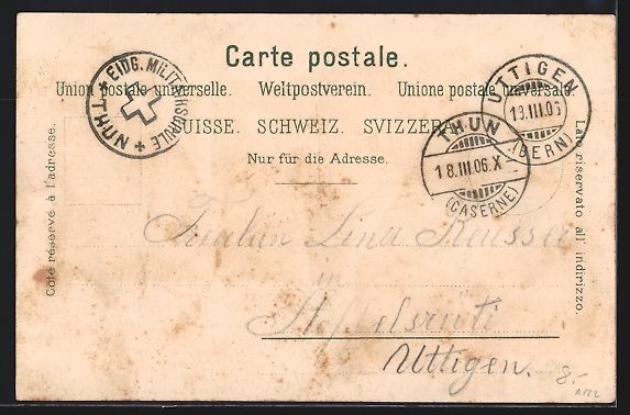 Ansichtskarten: Lithographie Thun, Caserne, Artillerie – Gebraucht aus Berlin von bartko-reher 1