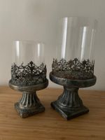 2 Windlichter Kerzenständer Shabby Chic Vintage Look Deko