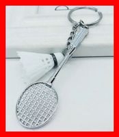 Schlüsselanhänger Badminton WEISS WHITE Racket Federball