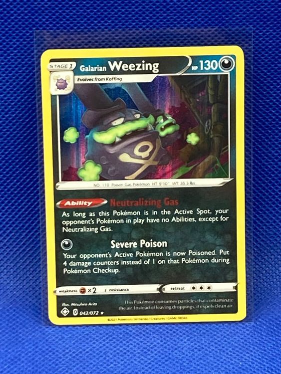 Pokemon Shining Fates / Galarian Weezing 042 / 072 EN Holo (Neu (gemäss ...