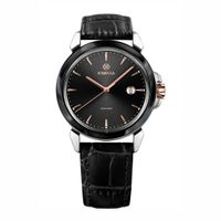 🇨🇭 Herrenuhr ®Jowissa Schwarz Rosé Leder 5 Bar NEU