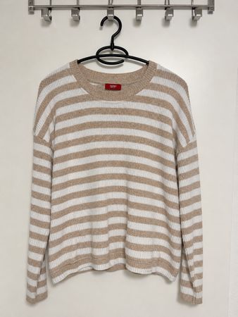 Esprit Cream Stripped Jumper / Sweater Size M