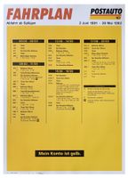 Splügen Thusis Chur Bellinzona PTT Postauto Plakat Fahrplan