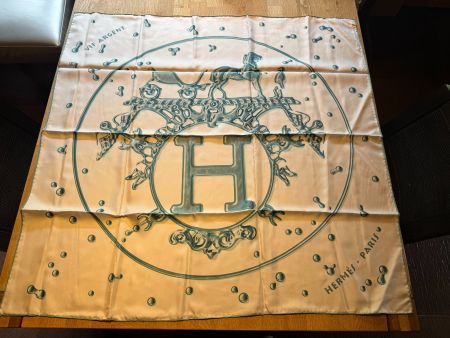 Authentic Vif Argent HERMES Silk Scarf
