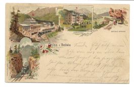 Gruss vom Brünig (BE) Bahn - Bahnhof - Kurhaus - Litho  1897