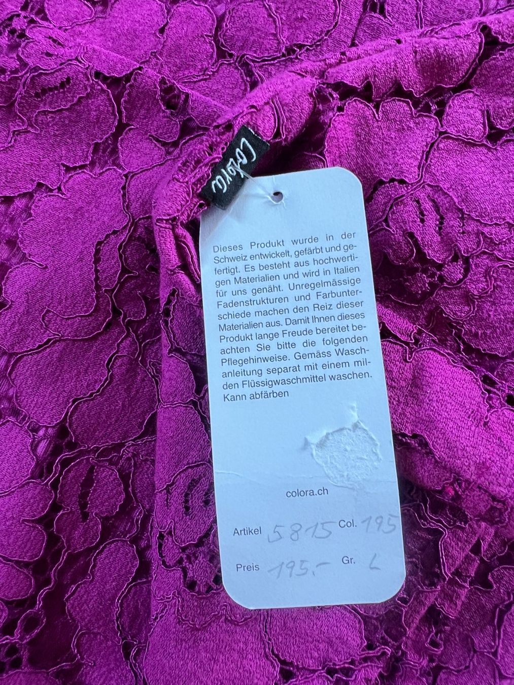 Colora Camicette: Colora Spitzen Bluse, Gr. L, Dunkelpink, NEU – Nuovo e nell'imballaggio originale da Worb venduto da farben20zauber 1