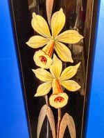 ART DECO GLASVASE (TRICHTERFORM) SCHWARZGLAS+EMAILMALEREI
