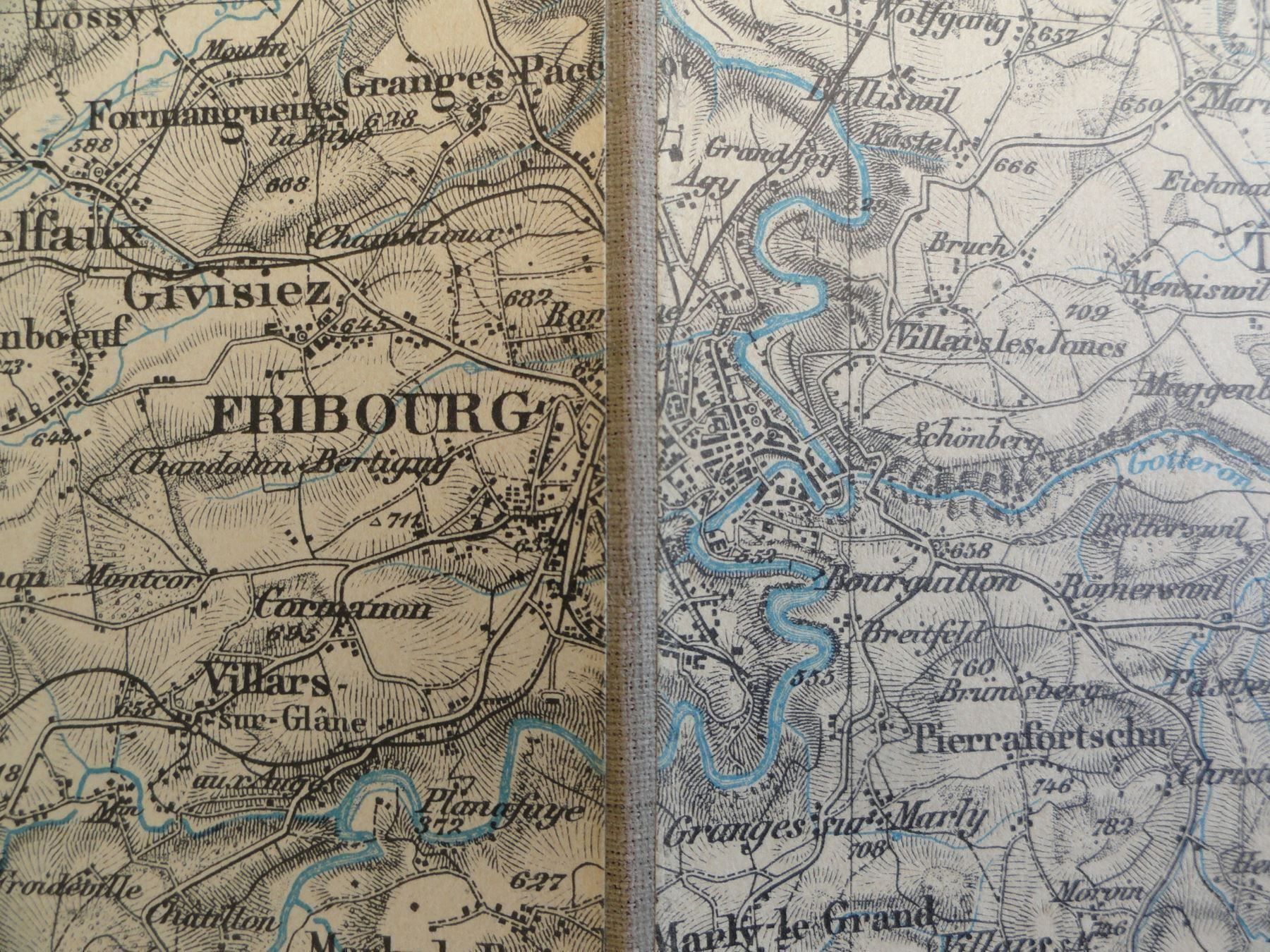 Cartine & Atlanti: Alte Schraffenkarte COLOMBIER  ca.1900 – Usato da Wettingen venduto da Ecaramel 1
