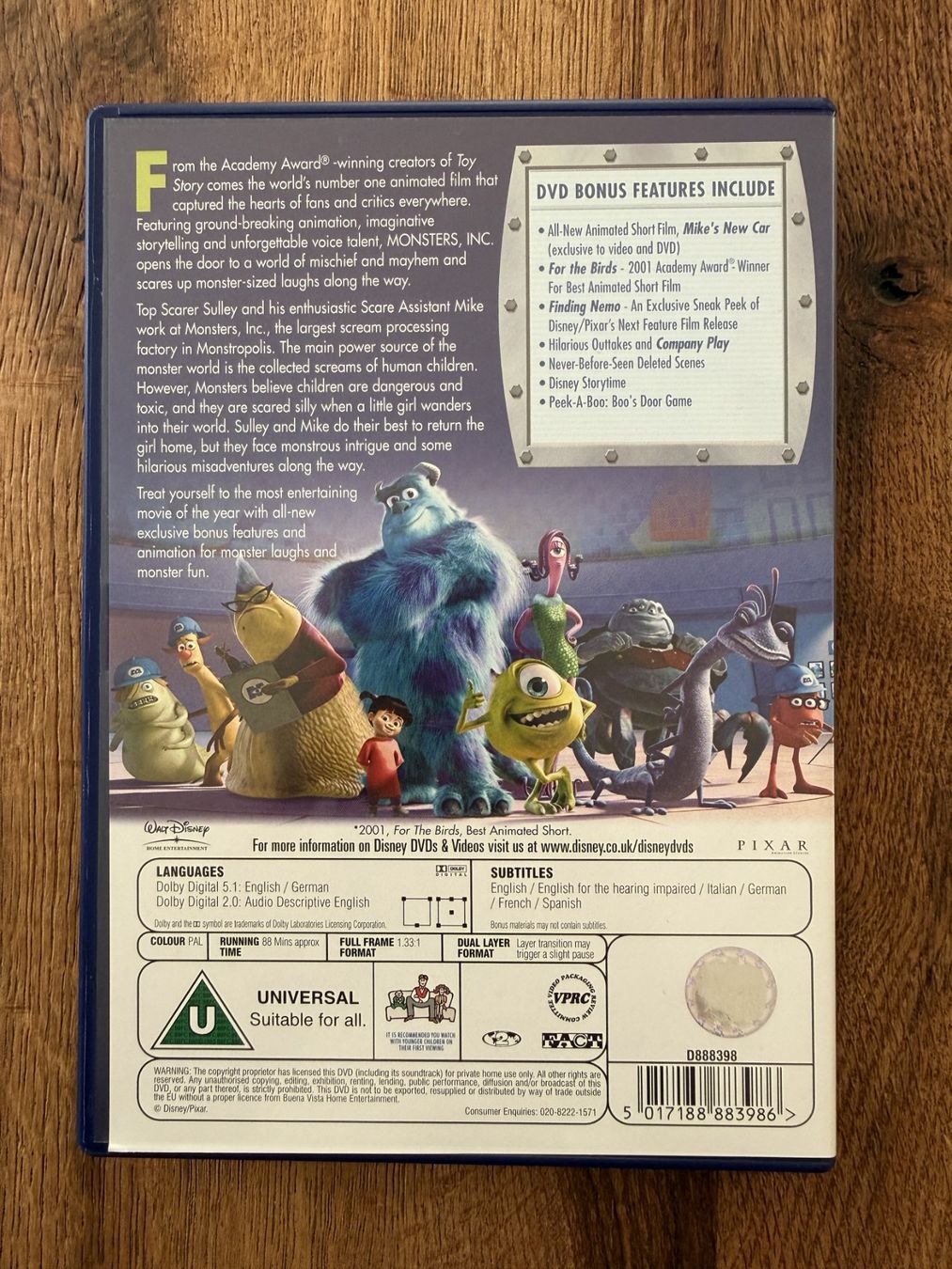 Tutti i DVDs: Monsters, Inc. (2001) – Usato da Zürich venduto da Gekuu 1