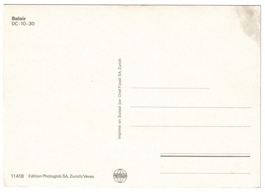 Cartoline postali: Balair DC-10-30 – Usato da Frauenfeld venduto da POML 1