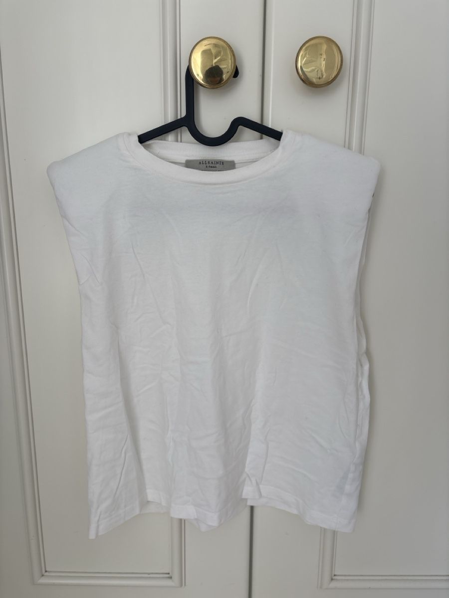 Allsaints Top: All Saints White Padded Shoulder Top XS – Usato da Zürich venduto da Asybb